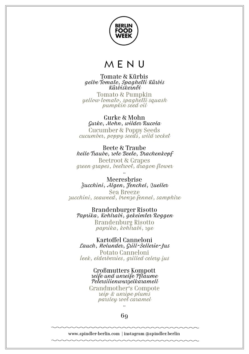 Berlin Food Week Stadtmenu Spindler Restaurant Veganes Menu
